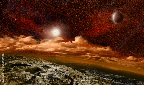 Fototapeta Earth-like in red space
