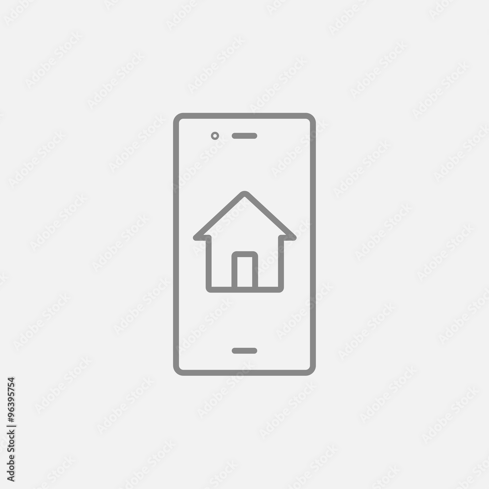 Property search on mobile device line icon. Property search on mobile device line icon.