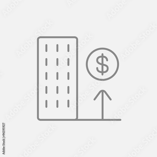 Growth of real estate market line icon.