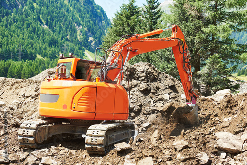 excavator loader machine at construction site