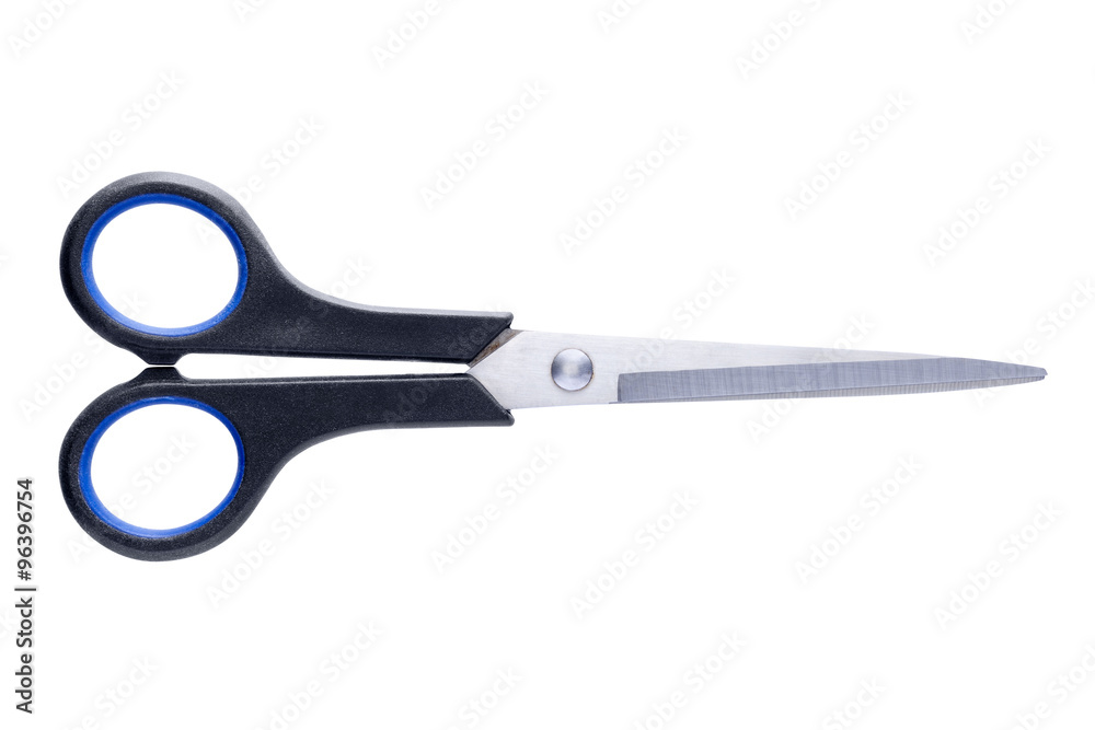 Scissors with plastic handles isolated on white background Scissors with plastic handles isolated on white background