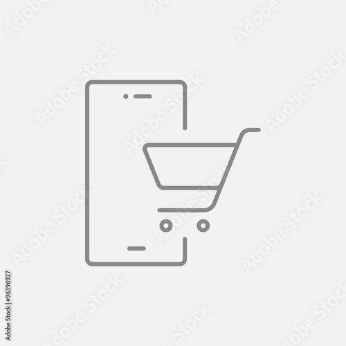 Online shopping line icon.