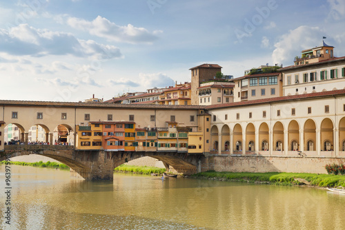 View of medieval stone bridge Ponte Vecchio, Florence, Italy