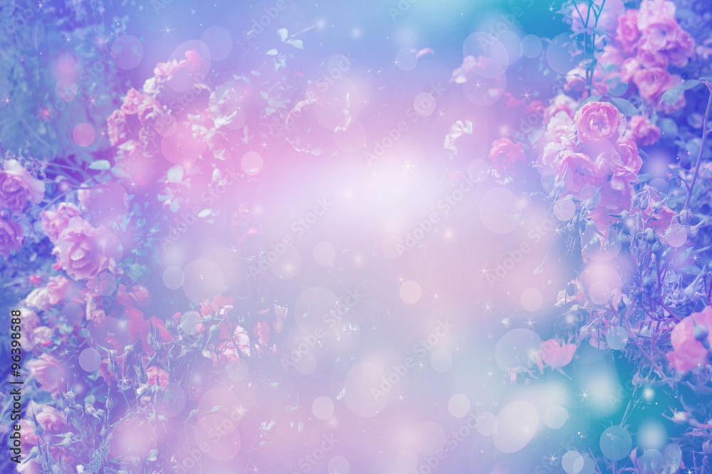 Beautiful artistic background with romantic pink roses
