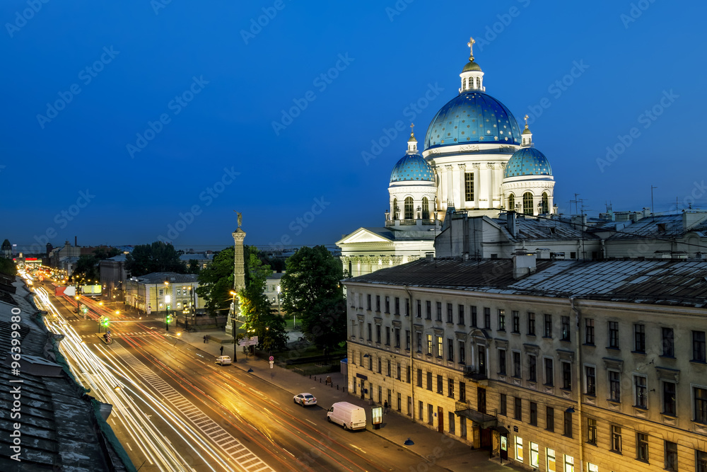 Obraz premium The view to the Trinity Izmailovsky Cathedral in St. Petersburg