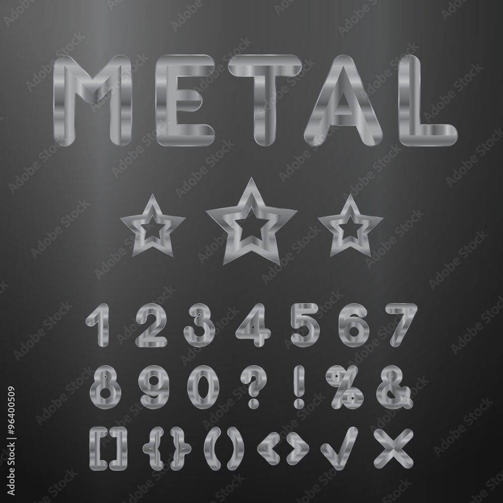 Metallic alphabet. Set of stainless 3d numbers. Metallic alphabet. Set of stainless 3d numbers.