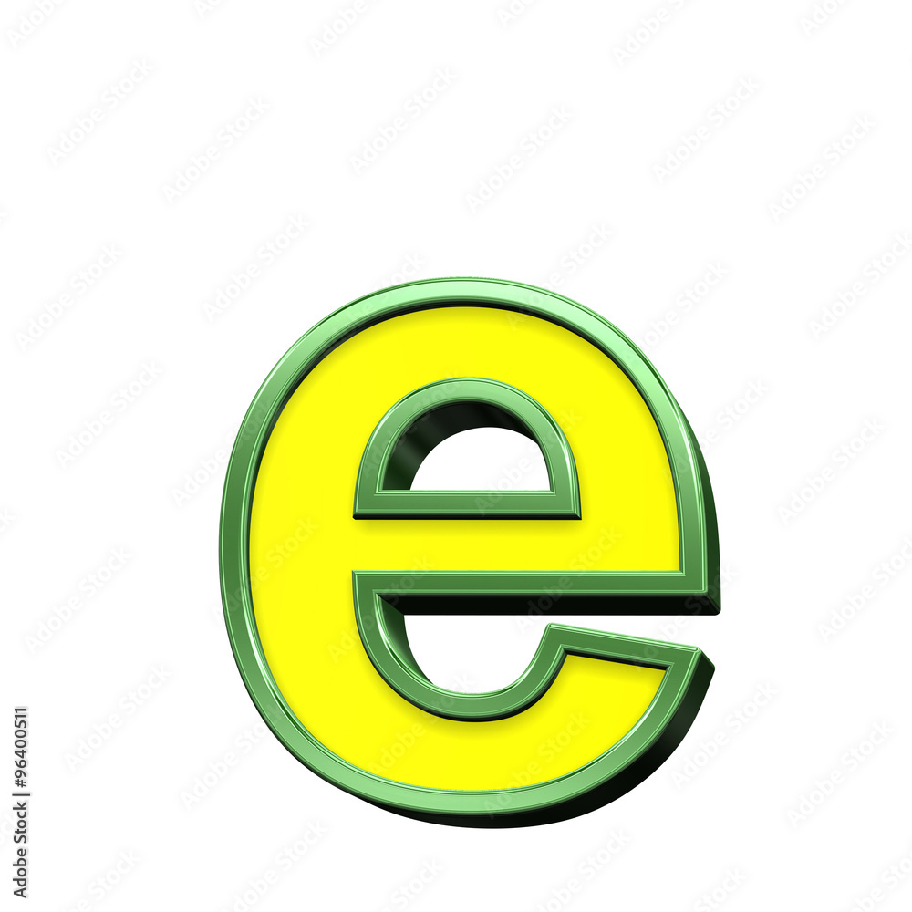 One lower case letter from yellow with green frame alphabet set, isolated on white. Computer generated 3D photo rendering. One lower case letter from yellow with green frame alphabet set, isolated on white. Computer generated 3D photo rendering.