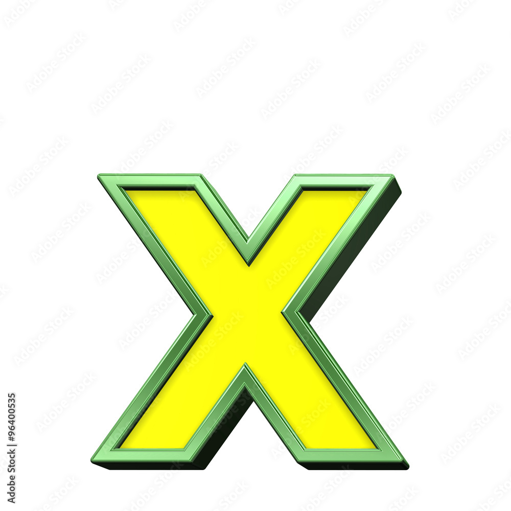 One lower case letter from yellow with green frame alphabet set, isolated on white. Computer generated 3D photo rendering. One lower case letter from yellow with green frame alphabet set, isolated on white. Computer generated 3D photo rendering.