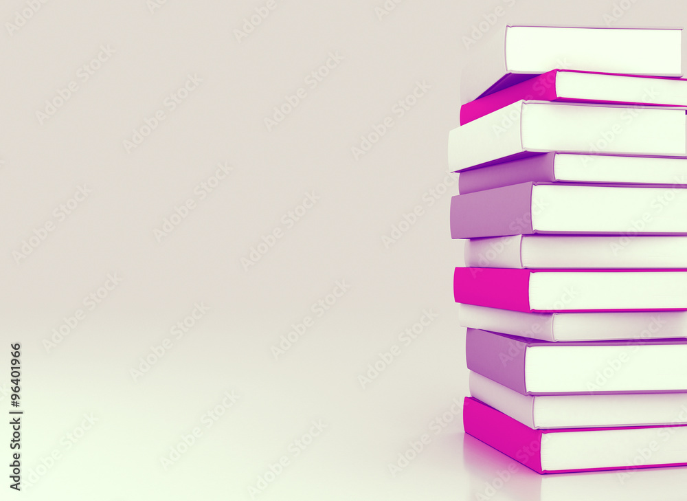 Fototapeta premium Books stacked with large copy space area 