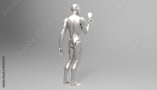 Three dimensional white human hold light bulb with a new idea