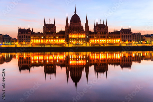 Budapest parliament at sunrise, Hungary