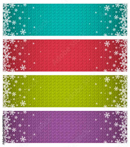 Color christmas banners with snowflakes, vector