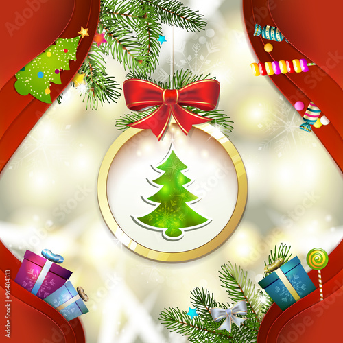 Christmas pine tree with ball