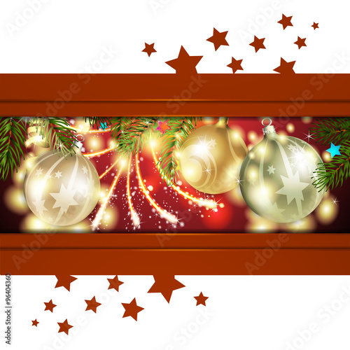 Christmas card with pine tree and ball