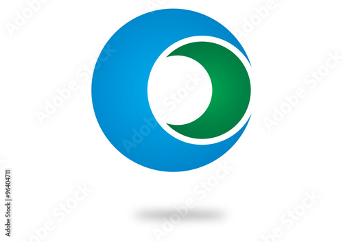 Circular Company Logo/Three Hemispheres one inside the other with a soft shadow underneath