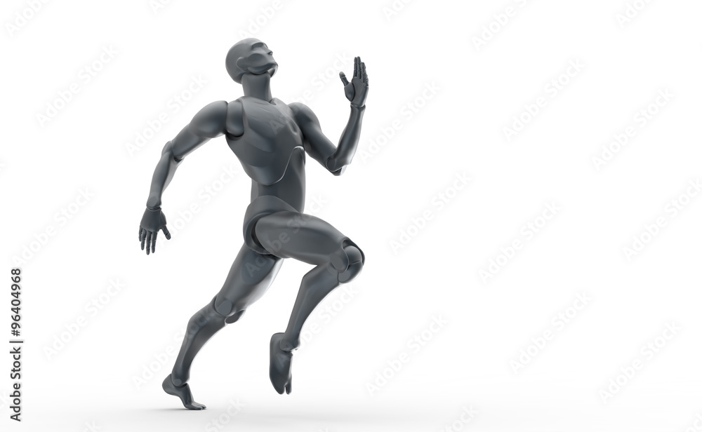 Three dimensional white human run. Ready to run on start. Three dimensional white human run. Ready to run on start.