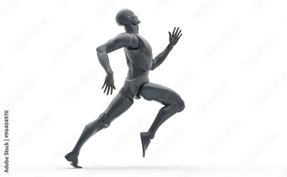 Three dimensional white human run. Ready to run on start. Three dimensional white human run. Ready to run on start.