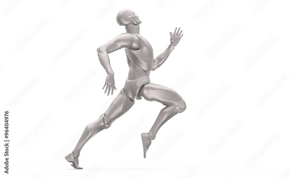 Three dimensional white human run. Ready to run on start. Three dimensional white human run. Ready to run on start.