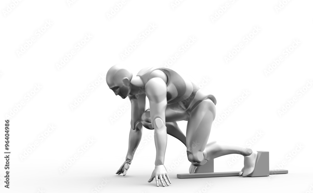 Three dimensional white human run. Ready to run on start. Three dimensional white human run. Ready to run on start.