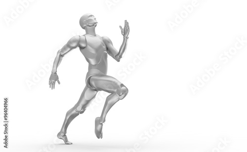  Three dimensional white human run. Ready to run on start.