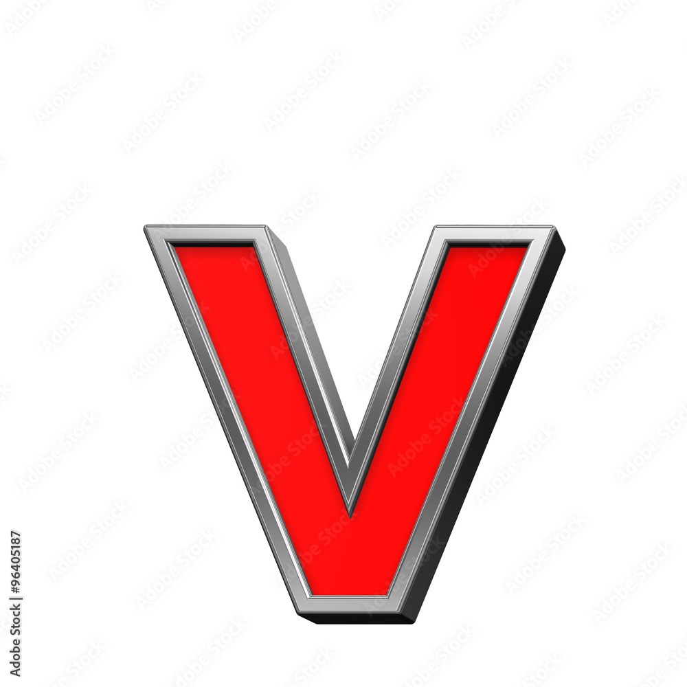 One lower case letter from red with chrome frame alphabet set, isolated on white. Computer generated 3D photo rendering. One lower case letter from red with chrome frame alphabet set, isolated on white. Computer generated 3D photo rendering.