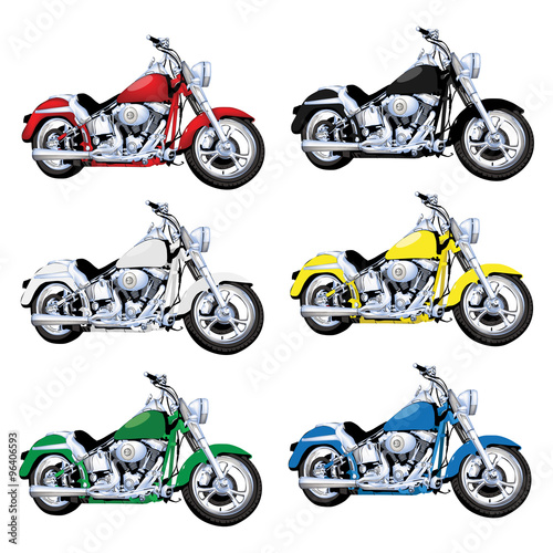 Vector Vintage Classic Motorcycle in multiple colors