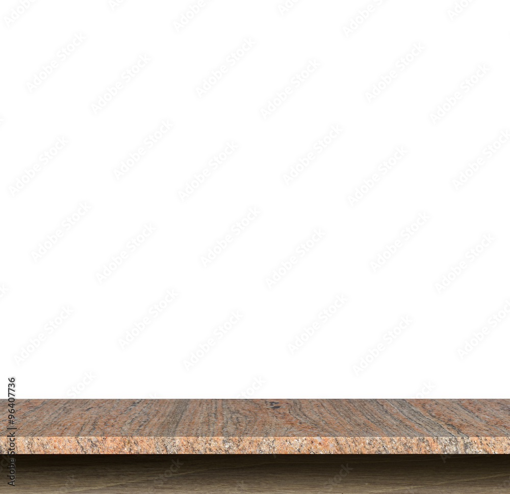 Empty top of natural stone table isolated on white background Empty top of natural stone table isolated on white background