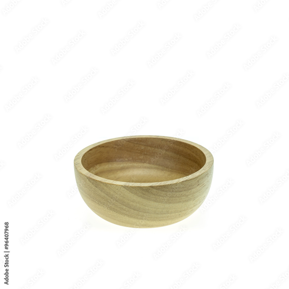 Empty wooden bowl isolated on white background Empty wooden bowl isolated on white background