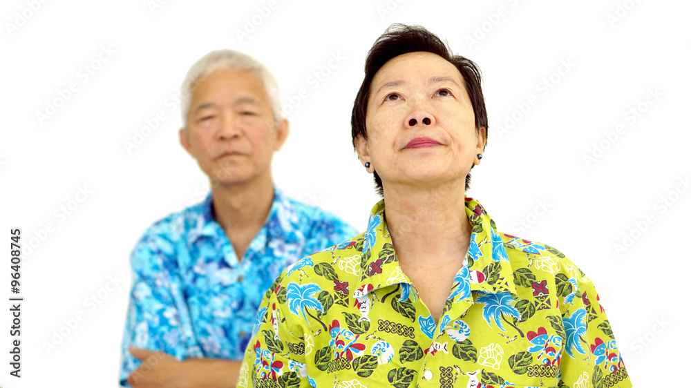 Asian senior couple fighting get upset to each other Asian senior couple fighting get upset to each other