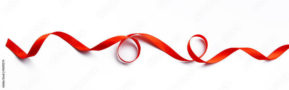 Red ribbon isolated on white - obrazy, fototapety, plakaty 