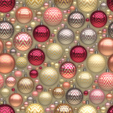 Raster Seamless New Year Christmass Tree Holiday Balls Jumble Pattern