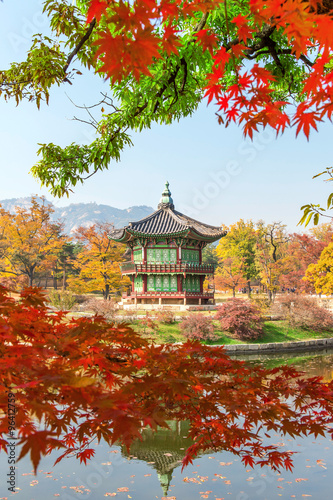 Gyeongbokgung Palace in autumn,South Korea. photo