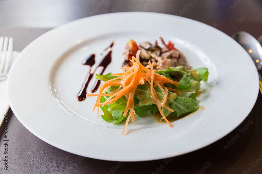 Apitizer mushroom salad mixed with pork Apitizer mushroom salad mixed with pork