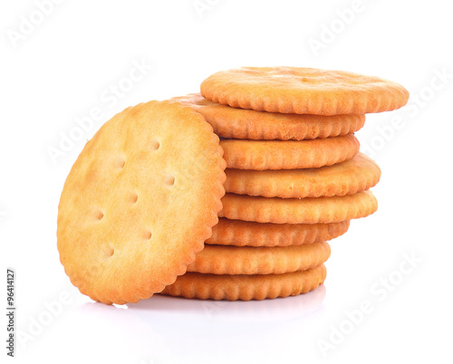 stack of crackers on white background