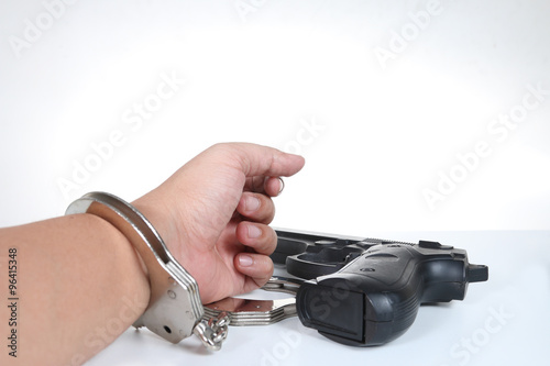 Handcuffs and gun