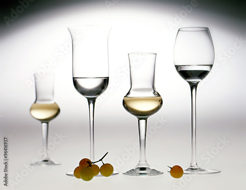 Elegant glasses of grappa