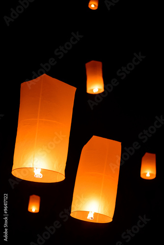 Sky floating lantern, Yi Peng,Firework Festival , Chiangmai , Thailand