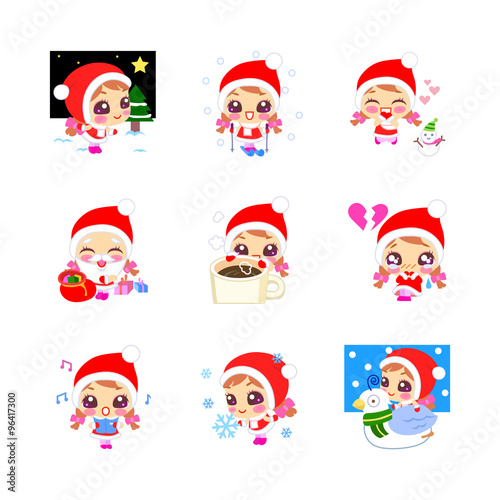 Christmas girl emoticons © naripuru