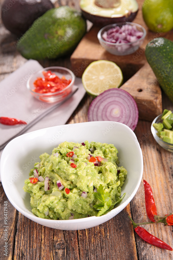 guacamole and ingredients