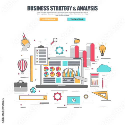 Thin line flat design concept of business strategy
