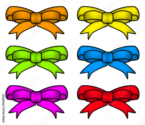 ribbon bow set for christmas present symbol design. Vector illustration isolated on white background. photo