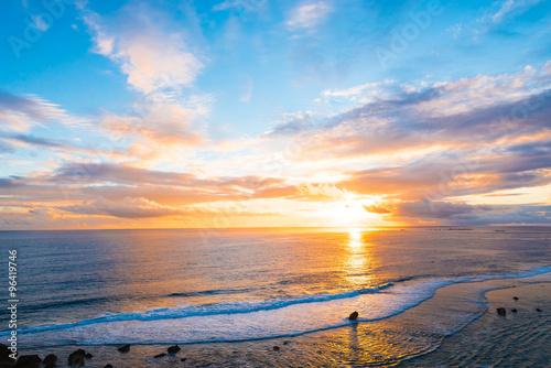 Sunrise, sea, seascape. Okinawa, Japan.