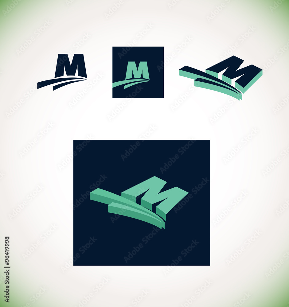 Letter m logo set green