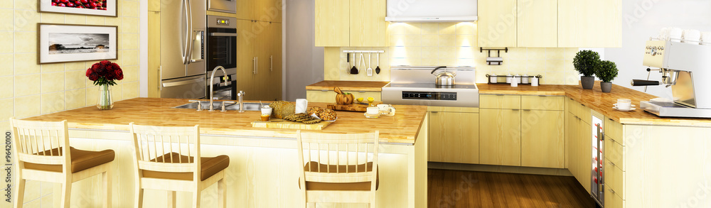 Fototapeta premium Kitchen designed in wood