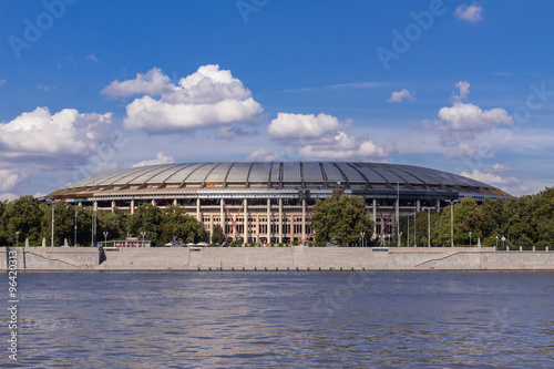 The Luzhniki Stadium on the bank of the river