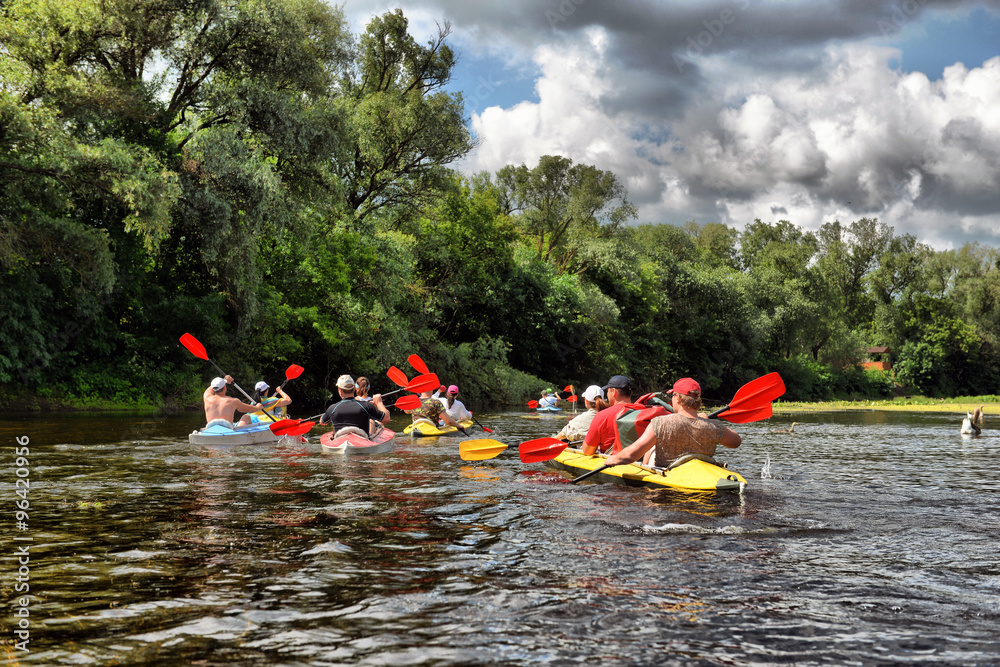 river, Sula, 2014 Ukraine, june14 ; river rafting kayaking edito - obrazy, fototapety, plakaty 