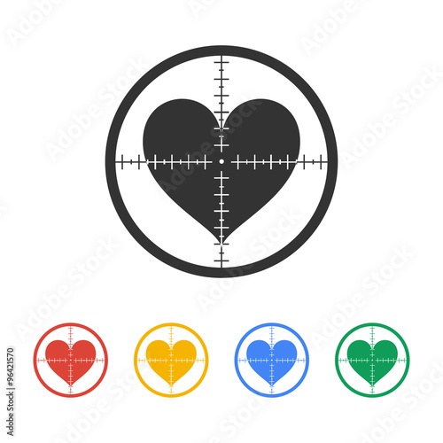 crosshair icon with a heart.