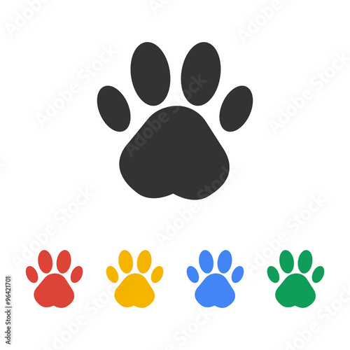 Paw Print. Flat design style.