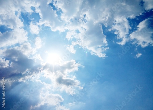 The sun on cloudy sky