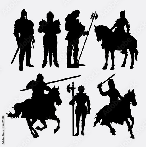 Knight male warrior silhouette. Good use for symbol, logo, web icon, mascot, game elements, or any design you want. Easy to use, edit, or change color.